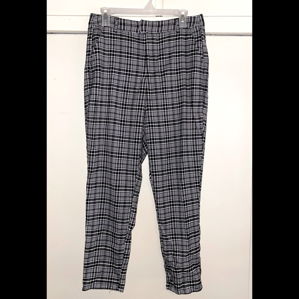 black & white plaid pants